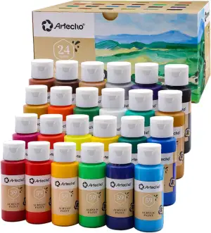 Artecho Acrylfarben Set 24x59 ml, Acrylic Paint Set, Wasserfest und Lichtecht, S