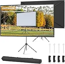 Beamer Leinwand Outdoor mit Stativ, 100 Zoll (16:9), Tragbare Beamer Leinwand, W