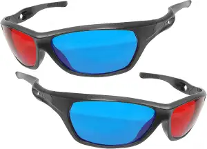 Anaglyph 3D Brille Rot/Cyan 2er Set für Filme, PC-Spiele und 3D-Fotos – für anag