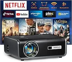 Smart Beamer 4k [Offiziell Netflix & Dolby Audio] VOPLLS Autofokus/Trapezkorrektur 30000 Lumen Pr...