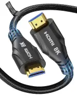 HDMI Kabel 10 Meter lang - 8K 60Hz, High Speed HDMI Kabel 4K 120Hz Geflochten, 48Gbps, HDCP 2.2 & 2.3, eARC - Kompatibel für Monitor Roku HDTV Monitor Projektor
