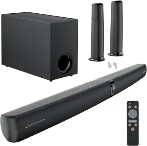 Soundbar mit Subwoofer für TV Geräte, 2-in-1 abnehmbare Sound bar, 120W, kräftig