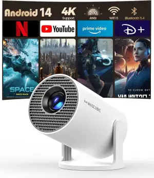 Magcubic Mini Beamer 4K Unterstützt Android 14, Smart Projector 5G WiFi 6 BT 5.4