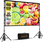TOWOND Beamer Leinwand mit Stativ, Mobile Leinwand für Beamer 100 Zoll, Filmleinwand Indoor Proje...