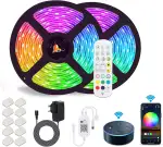 Alexa LED Strip 10m, 5050 RGB LED Stripes, APP Steuerbar Musik LED Lichterkette kompatibel mit Alexa,Google Assistant Farbwechsel LED Streifen LED Leiste mit Fernbedienung and 12V Netzteil