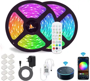 Alexa LED Strip 10m, 5050 RGB LED Stripes, APP Steuerbar Musik LED Lichterkette 