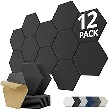 Hexagon Akustikplatten Selbstklebend, 12 Stück Schallabsorber für Tonstudio, Woh
