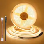 COB LED Streifen Warmweiss 5m, 24V, 8mm Breit, CRI 92, 9w/m, 90 lm/w, 320 LEDs/m, Kürzbar, Flexibel LED Strip für Unterbaubeleuchtung, Hintergrundbeleuchtung (ohne Netzteil), 3000K