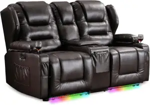 Elektrisch Verstellbar Kinosessel 2 Sitzer mit Liegefunktion, Zweisitzer Relaxse