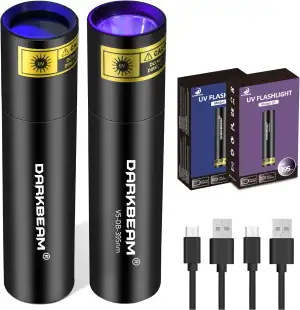 DARKBEAM UV Taschenlampe 365nm Schwarzlicht und 395nm Licht Aufladbar USB, Mini 