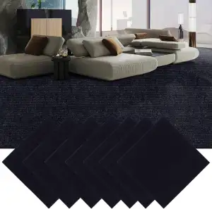 30 Stück Teppichfliesen 30x30 cm, Teppichfliesen Selbstklebend, Teppichboden, Teppich Fliesen, Teppichfliesen Selbstliegend für Büro, Wohnzimmer, Balkon (Schwarz)
