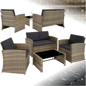 tectake Lounge Gartenmöbel Set Poly Rattan für den Garten, Möbel für den Balkon,