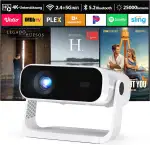 2026 Neuer Smart Mini Beamer Integrierte APP, Android 14, Full HD 1080P, unterstützt 4K-Decodierung, 25000 Lumens, Automatische Trapezkorrektur, WiFi6 & BT5.2 ，Beamer 4K Heimkino für Handy/HDMI/PC