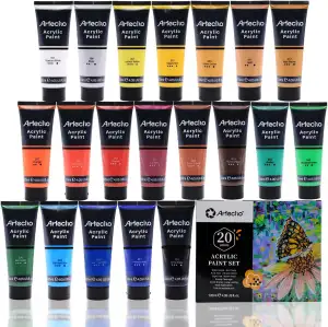 Artecho Acrylfarben Set Professional 20x120 ml, Acrylic Paint Set, Wasserfest un