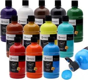 Artecho Acrylfarben Set Professional 12x500 ml, Acrylic Paint Set, Wasserfest un