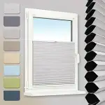 Plisart Wabenplissee Klemmfix ohne Bohren, 100% Verdunkelung Honeycomb Rollo zweifarbig, Weiß-Wei...