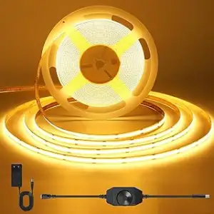 COB LED Streifen Warmweiss, LED Streifen Dimmbar mit Netzteil und Dimmer, CRI 92