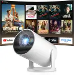 Salange Mini Beamer 2026,4K Unterstützt Smart Projektor Android 14, Tragbarer mit WiFi 6 und Bluetooth 5.4 Auto Keystone, Klein Handy Beamer Heimkino Outdoor,270°Dreh kompatibel,Weiß