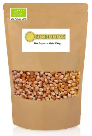 Bio Popcorn Mais 500g - Ihr natürlicher Snackgenuss aus Bio Mais - Ungesalzen, M