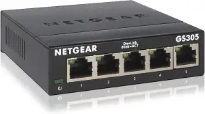 NETGEAR GS305 LAN Switch 5 Port Netzwerk Switch (Plug-and-Play Gigabit Switch LA