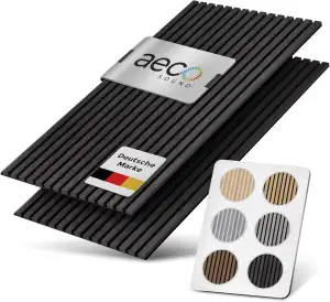 Akustikpaneele Holz – 2er-Set | 120x60cm | Echtholz Eiche Schwarz & Akustikfilz 