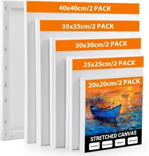 Leinwand zum Bemalen, 10 Stück Keilrahmen Leinwand Set (40x40 35x35 30x30 25x25 