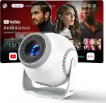Mini Beamer, Projektor, Mini Projector 1080P Full HD, 480 ANSI Lumen, Android 14 System, 8K Dekodierung, WiFi 6 Bluetooth 5.4, Automatische Trapezkorrektur, 180° Drehbar, Beamer 4K Heimkino