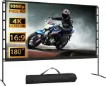 180in Leinwand Beamer mit Ständer, faltbare Outdoor-Leinwand 16:9 HD 4K tragbarer Beamer 1.1 Gain...
