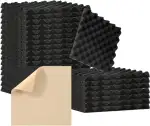 Akustikschaumstoff Schallabsorber, 48 Stück Akustikplatten Selbstklebend, Schallabsorber Wand, Schallschutzplatten, für Aufnahmestudios, Podcasts, Gewellt (30 * 30 * 2.5 cm）