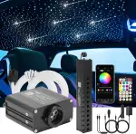 CHINLY Sternenhimmel Auto Glasfaser Licht für Auto/Decke, 16W Meteor Twinkle 550pcs*0.75mm*3m Bluetooth RGBW APP/Remote LED Fiber Optic Star Deckenleuchten Kit mit Shooting Star Light Kit