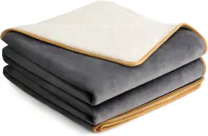 LE SURE Wasserdichte Fleecedecke, waschbar, 152 x 203 cm, ultraweiche, graue Hun