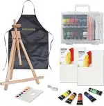 Acryl-Maler-Set, Malerset mit Tischstativ, Pinseln, Leinwand u.ä., Künstlerbedarf-Set für Schüler, K