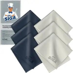 MR.SIGA Hochwertig Mikrofaser Reinigungstücher Brillenputztuch für Brillen, Bildschirme, Tabletten, Gläser, 6er Pack, 6 x 7 Zoll (15 x 18 cm), Marine/Grau