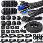 MiuCo Kabelmanagement Set mit 2m Kabelschlauch, Kabelkanal für Schreibtisch und Kabel Organizer, ...
