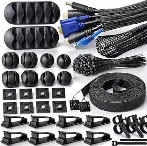 MiuCo Kabelmanagement Set mit 2m Kabelschlauch, Kabelkanal für Schreibtisch und 