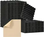 Selbstklebende Schallschutzplatten – 24 Stück Akustikschaumstoff zur Schalldämmung für professionelle Studios und Wohnräume 30 x 30 x 2.5 cm, Welle