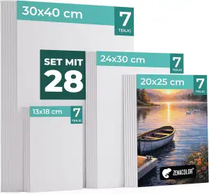Zenacolor Leinwand Set 28 Stück - Leinwand Zum Bemalen Groß - Canvas Multi-Größe
