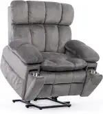 Zweimotoriger Antrieb fernsehsessel elektrisch verstellbar，relaxsessel mit Aufstehhilfe Sessel Wohnzimmer relaxsessel mit liegefunktion, multifunktionales Einzelsofa（Groß Grau）