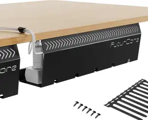 Kabelkanal Schreibtisch Schwarz – 2er Set aus Edelstahl Inkl. Zubehör – futurist