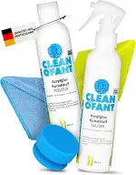 CLEANOFANT Acrylglas Kunststoff POLITUR & Reiniger Set - für Kunststoff-Fenster + Lichtkuppeln von Wohnwagen Wohnmobil Caravan Haushalt