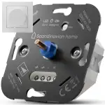 Scandinavian home Dimmer für LED Lampen 3-300W / VA - Universeller LED Dimmer Schalter mit Phasenabschnitt, Standardmaß 55 - Unterputz LED Dimmer 230V Dimmschalter Drehdimmer - Blende Weiß Glänzend