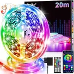 LED Streifen LED Strip 20m mit Fernbedienung & App & Musik Sync, RGB Lichterkette Dimmbar Farbwec...