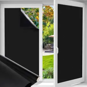 Funfox Fensterfolie Schwarz Verdunkelungsfolie Blickdicht Fenster Sonnenschutz M