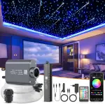 16W Meteor Sternenhimmel Auto, 450pcs of (0.75+1.0+1.5mm)*3m Sternenhimmel Glasfaser mit Shooting Star Light Kit RGBW Bluetooth-APP/Fernbedienung Led Glasfaser Licht für Auto/Decke