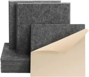 Rdutuok 12 Stück Selbstklebend Akustikplatten,30x30x1 cm Akustik Absorber Akustikpanel Schallschutzplatten für Tonstudio,Büro,Studio,Akustische Behandlung und Wanddekoration(Dunkelgrau)