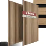 tectake® 3D Akustikpaneele 120 x 60 x 2,1 cm, Holz Optik Paneele, Wandpaneele in Holzoptik als Schallabsorber, Panels für Wohnzimmer, Küche, Wandverkleidung, Schallschutz - Eiche, 2er Set