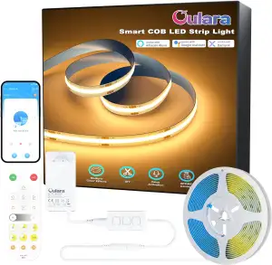 OULARA WIFI COB LED Streifen 10M Warmweiß 2700K Dimmbares,24V LED Band Licht Set
