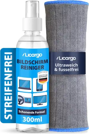LICARGO Bildschirmreiniger Set 300ml - Streifenfrei & schonend - Display Reinige