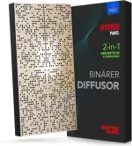Addictive Sound Binary Diffuser Hybrid Akustikpanel - Holz-Diffusor & Absorber - Binär-Algorithmus 250-9300 Hz - Made in EU CNC-Präzision - Wand/Decke - 36 Monate Garantie - 120x60x11,5cm - Natural