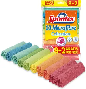 Spontex Microfibre Allzwecktücher 8+2 Gratis, 1 Packung - bunte Mikrofasertücher